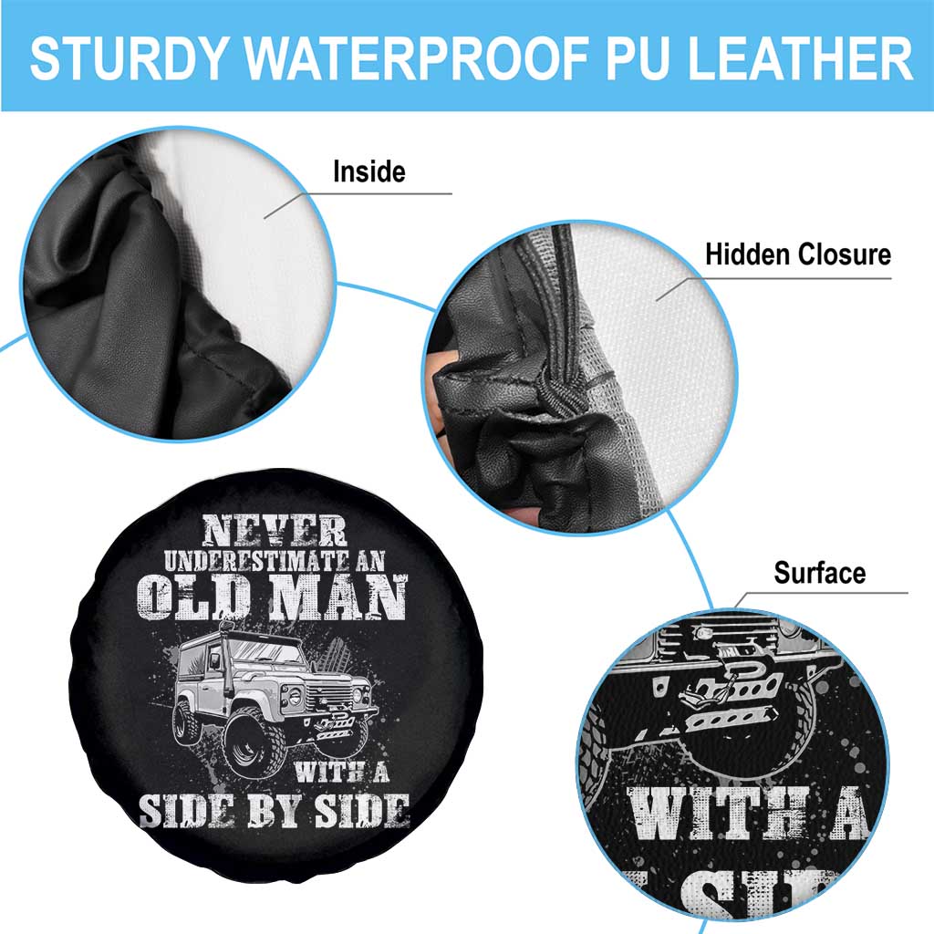 Classic Car Spare Tire Cover Never Underestimate An Old Man With A Side By Side Vintage Car TS11 Print Your Wear