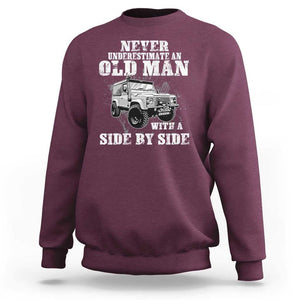 Classic Car Sweatshirt Never Underestimate An Old Man With A Side By Side Vintage Car TS11 Maroon Print Your Wear