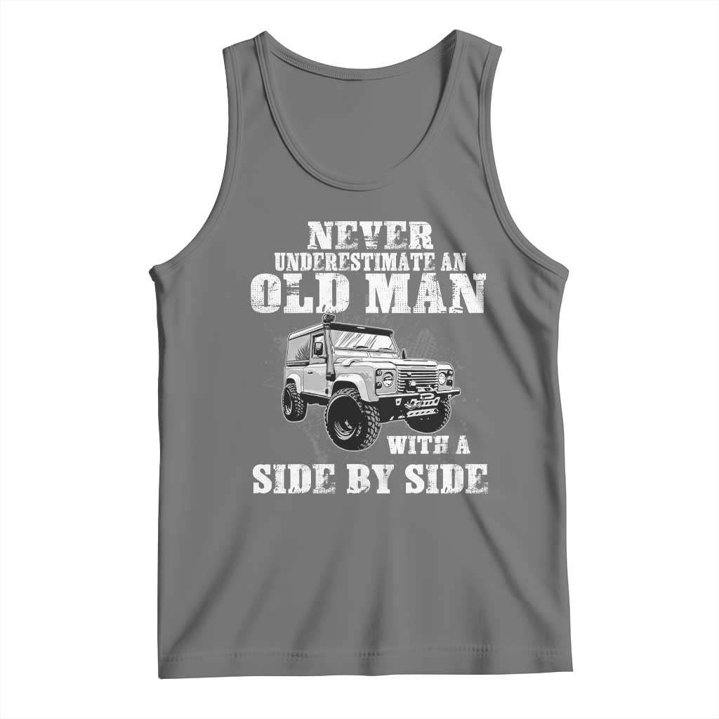 Classic Car Tank Top Never Underestimate An Old Man With A Side By Side Vintage Car TS11 Black Heather Print Your Wear