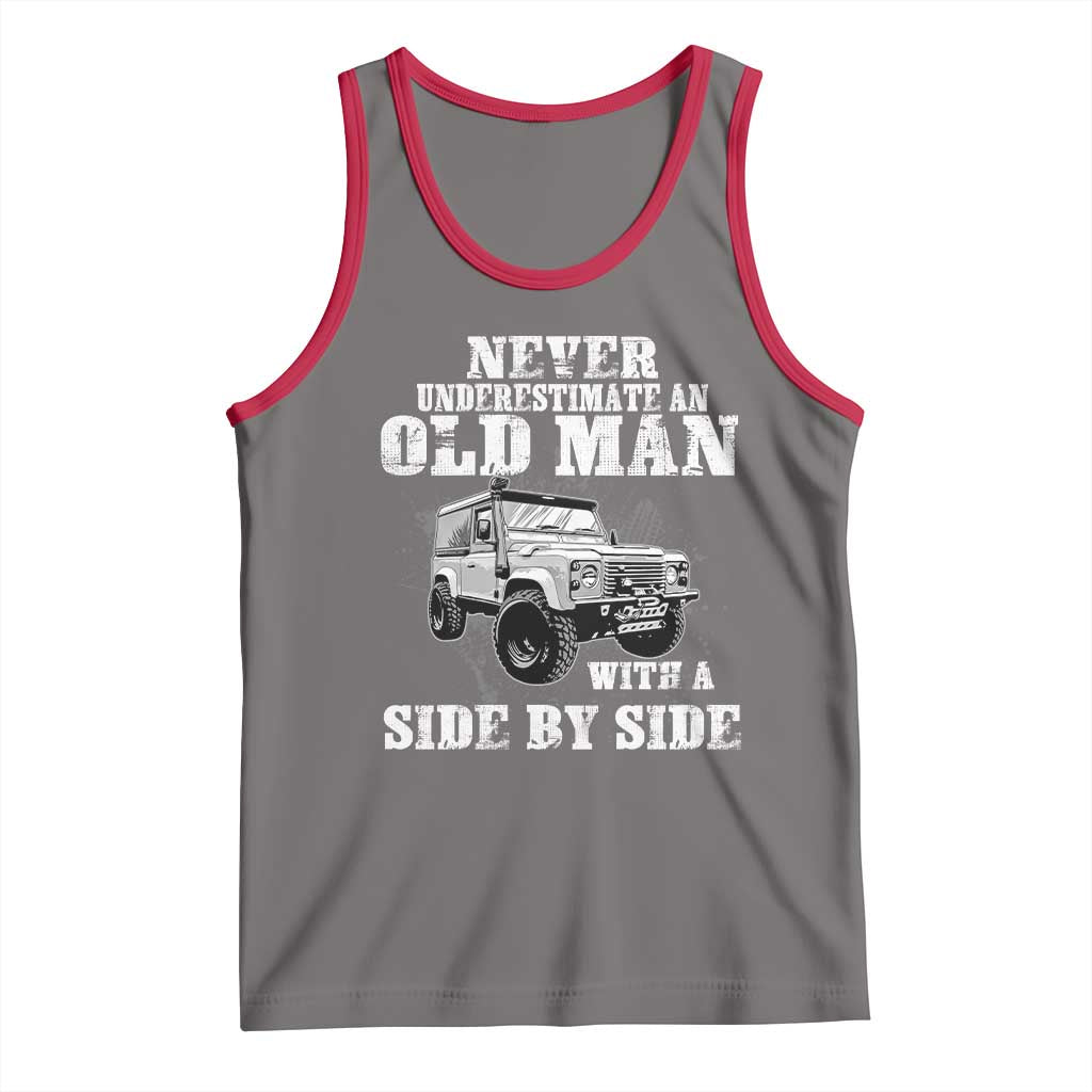Classic Car Tank Top Never Underestimate An Old Man With A Side By Side Vintage Car TS11 Deep Heather Red Print Your Wear