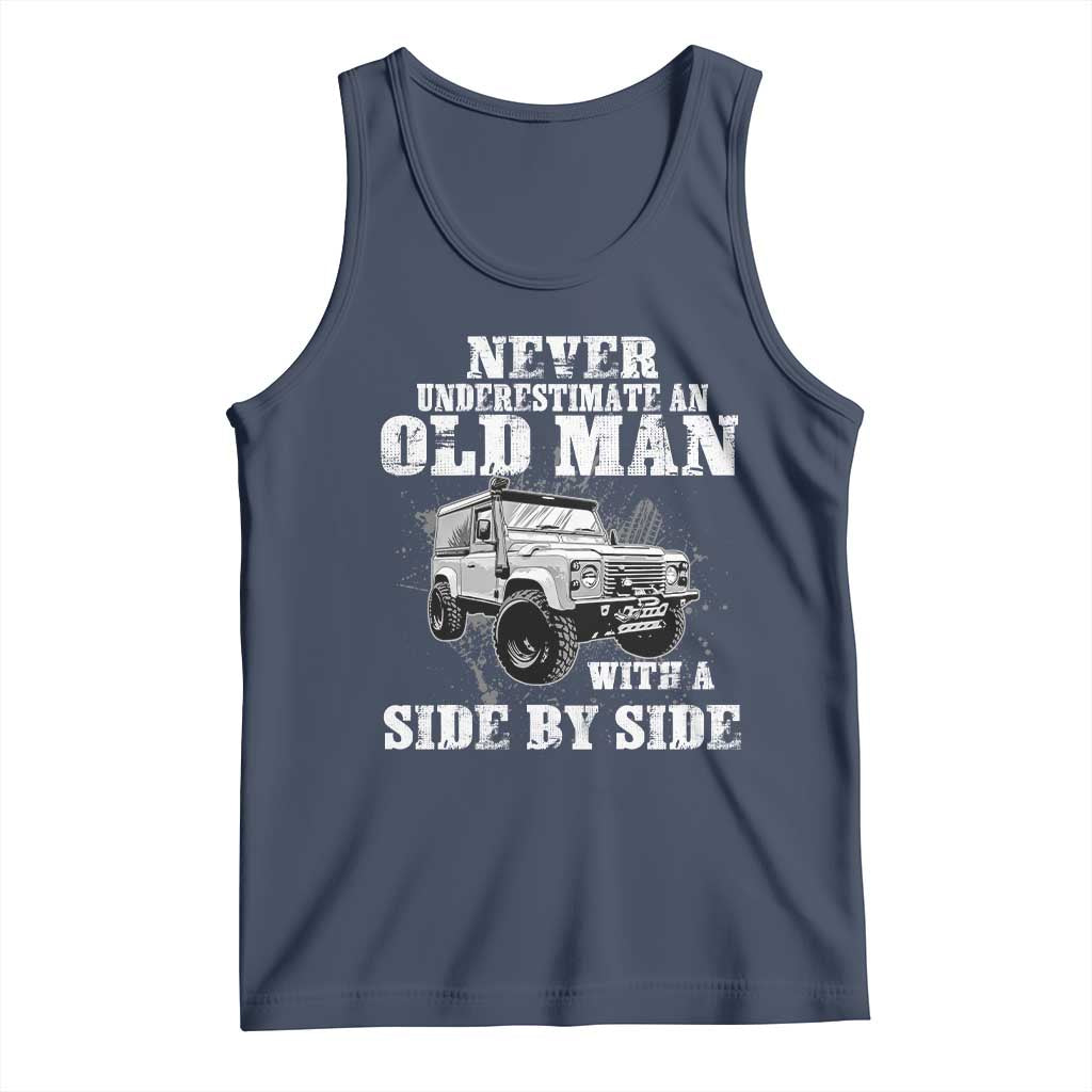 Classic Car Tank Top Never Underestimate An Old Man With A Side By Side Vintage Car TS11 Navy Print Your Wear