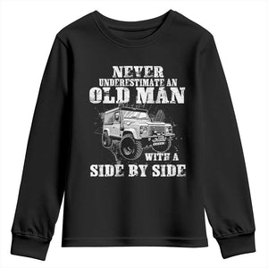 Classic Car Youth Sweatshirt Never Underestimate An Old Man With A Side By Side Vintage Car TS11 Black Print Your Wear