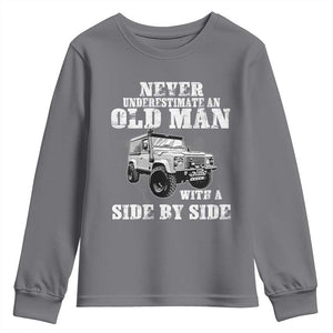 Classic Car Youth Sweatshirt Never Underestimate An Old Man With A Side By Side Vintage Car TS11 Charcoal Print Your Wear