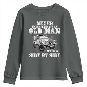 Classic Car Youth Sweatshirt Never Underestimate An Old Man With A Side By Side Vintage Car TS11 Dark Heather Print Your Wear