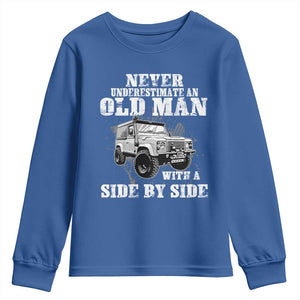 Classic Car Youth Sweatshirt Never Underestimate An Old Man With A Side By Side Vintage Car TS11 Royal Blue Print Your Wear