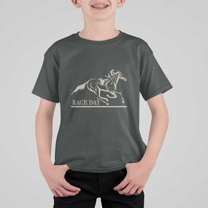 Horse Racing T Shirt For Kid Race Day Vintage Equestrian Jumping TS11 Dark Heather Print Your Wear