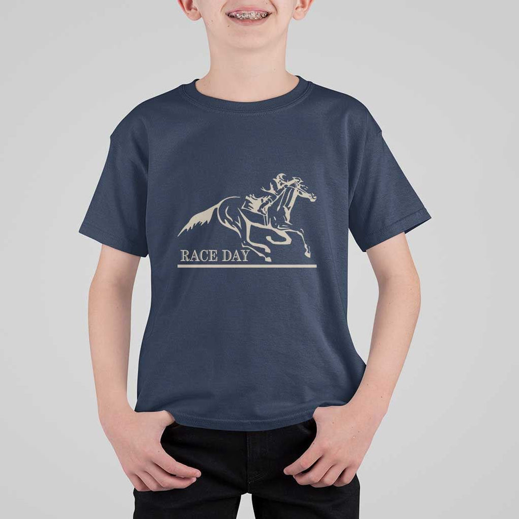 Horse Racing T Shirt For Kid Race Day Vintage Equestrian Jumping TS11 Navy Print Your Wear