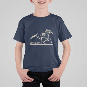 Horse Racing T Shirt For Kid Race Day Vintage Equestrian Jumping TS11 Navy Print Your Wear