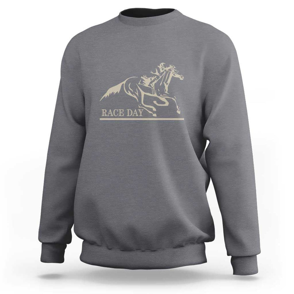 Horse Racing Sweatshirt Race Day Vintage Equestrian Jumping TS11 Charcoal Print Your Wear