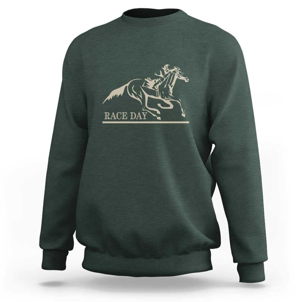 Horse Racing Sweatshirt Race Day Vintage Equestrian Jumping TS11 Dark Forest Green Print Your Wear