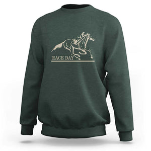 Horse Racing Sweatshirt Race Day Vintage Equestrian Jumping TS11 Dark Forest Green Print Your Wear