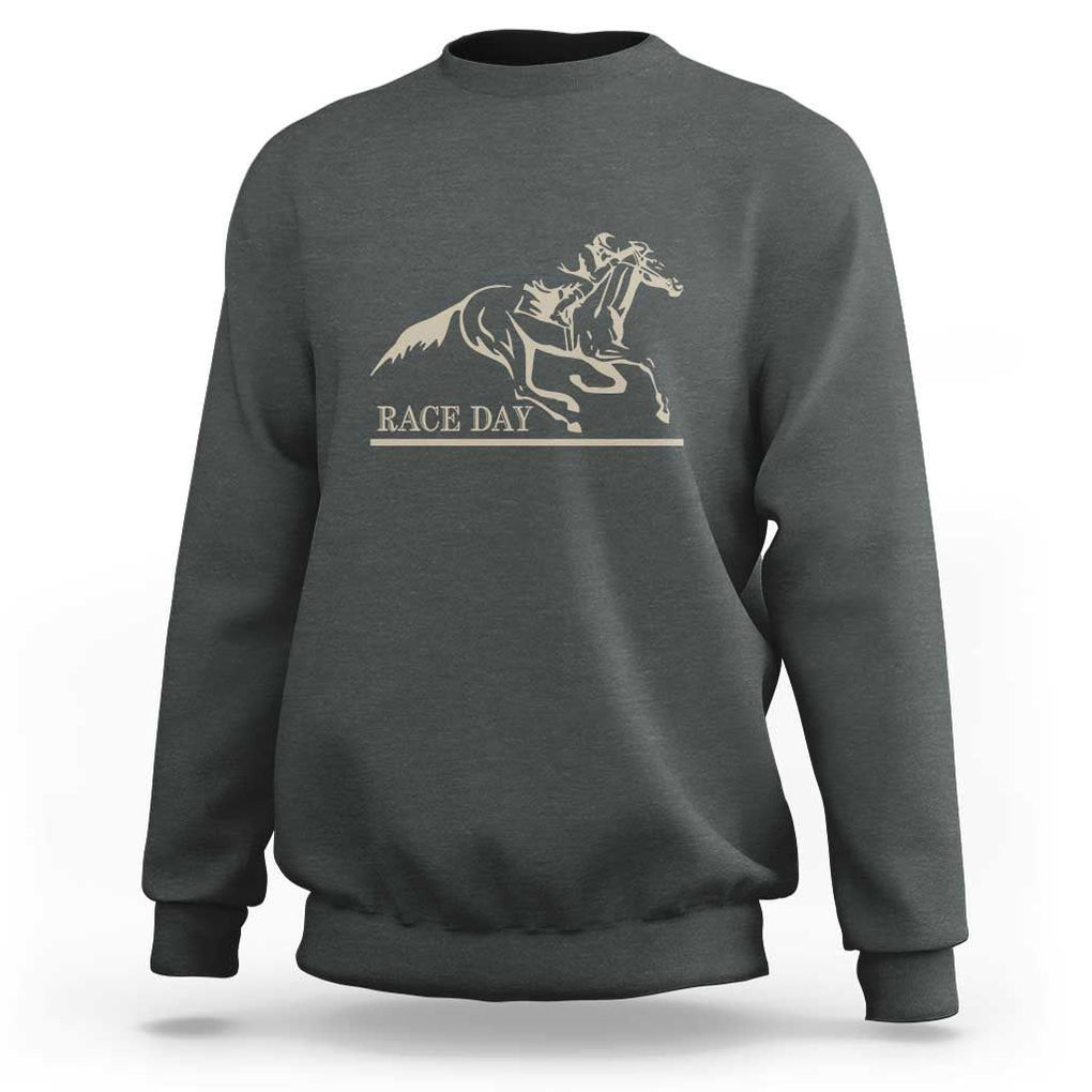 Horse Racing Sweatshirt Race Day Vintage Equestrian Jumping TS11 Dark Heather Print Your Wear