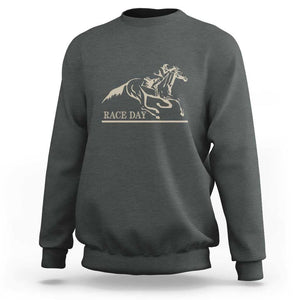 Horse Racing Sweatshirt Race Day Vintage Equestrian Jumping TS11 Dark Heather Print Your Wear