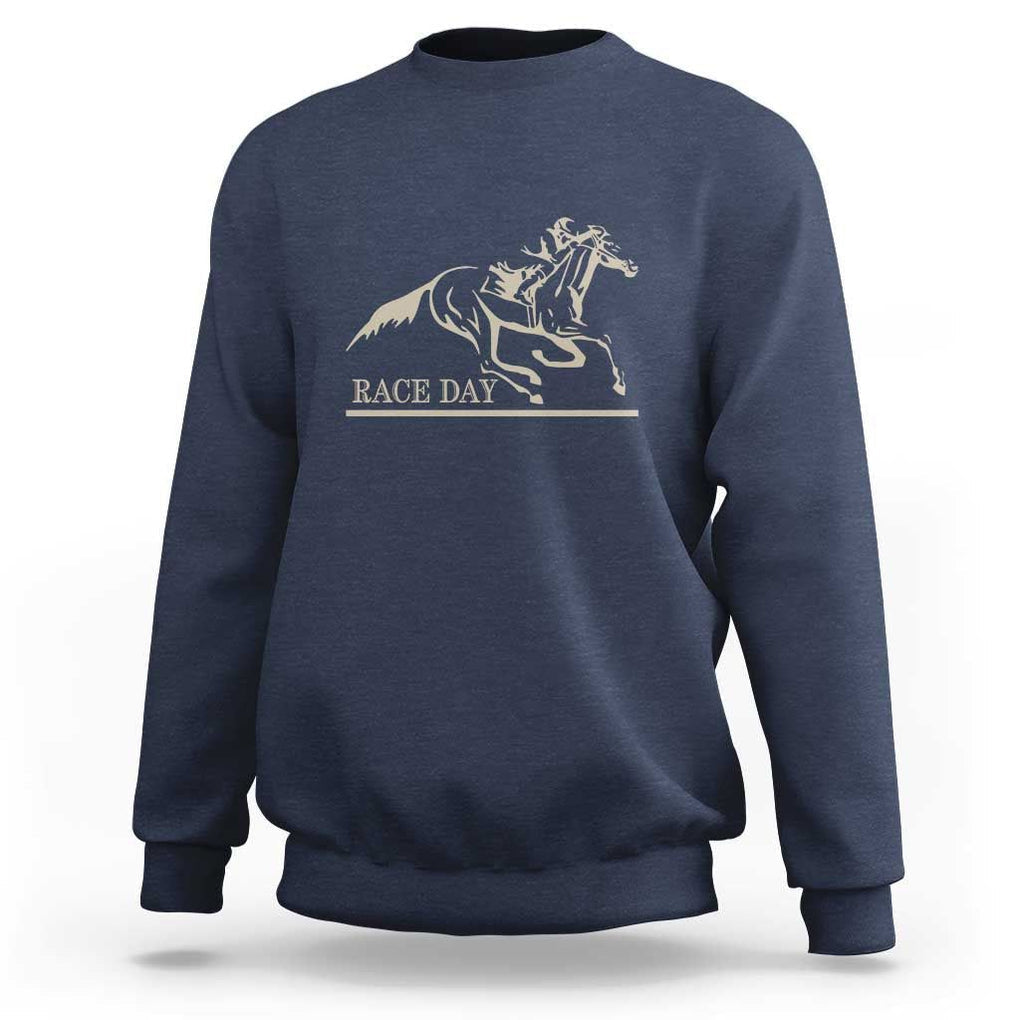 Horse Racing Sweatshirt Race Day Vintage Equestrian Jumping TS11 Navy Print Your Wear