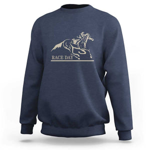 Horse Racing Sweatshirt Race Day Vintage Equestrian Jumping TS11 Navy Print Your Wear