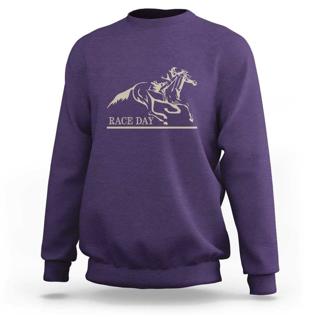 Horse Racing Sweatshirt Race Day Vintage Equestrian Jumping TS11 Purple Print Your Wear