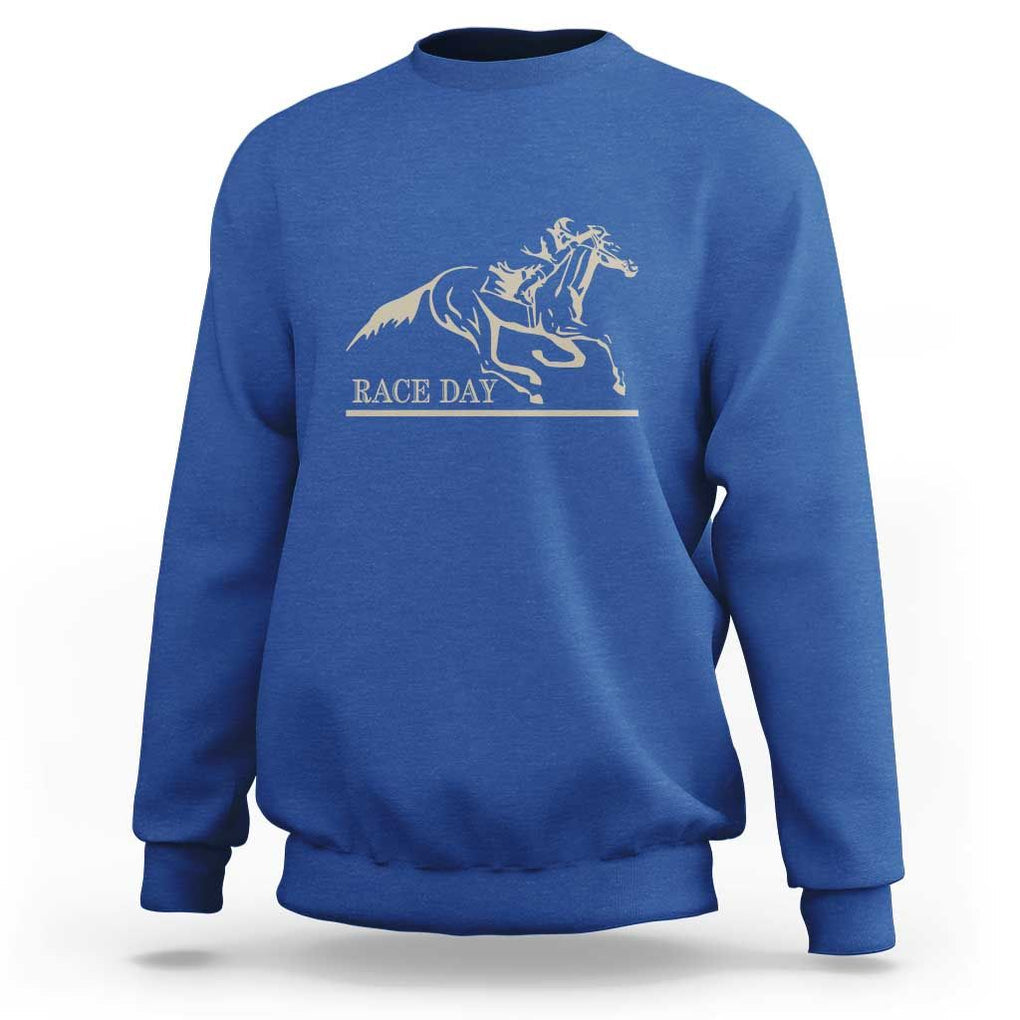 Horse Racing Sweatshirt Race Day Vintage Equestrian Jumping TS11 Royal Blue Print Your Wear