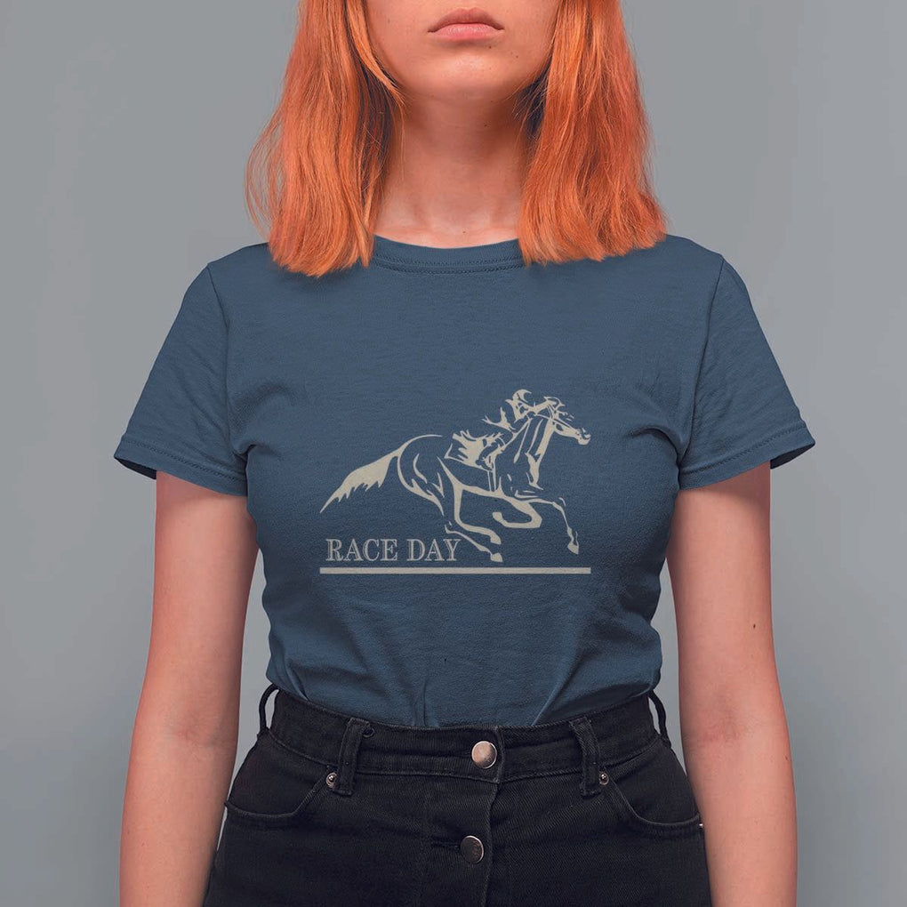 Horse Racing T Shirt For Women Race Day Vintage Equestrian Jumping TS11 Navy Print Your Wear