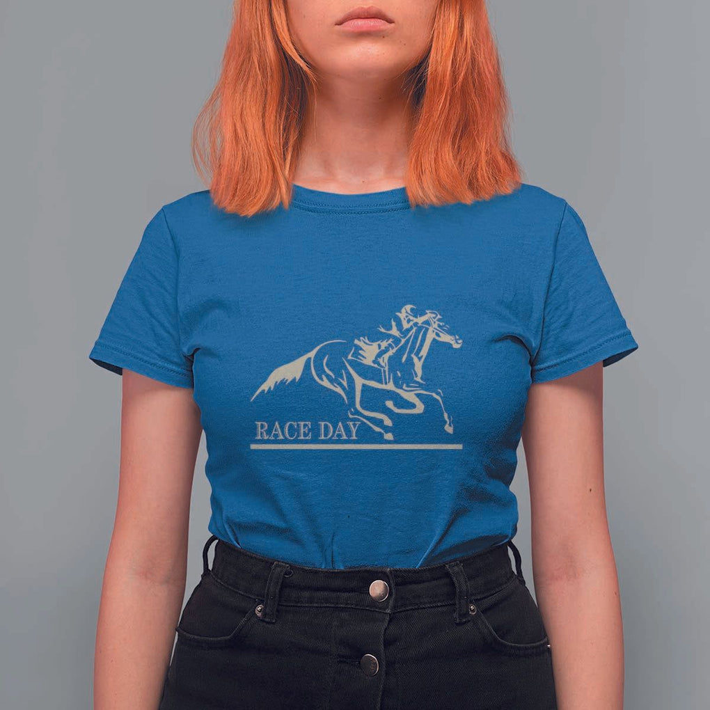 Horse Racing T Shirt For Women Race Day Vintage Equestrian Jumping TS11 Royal Blue Print Your Wear