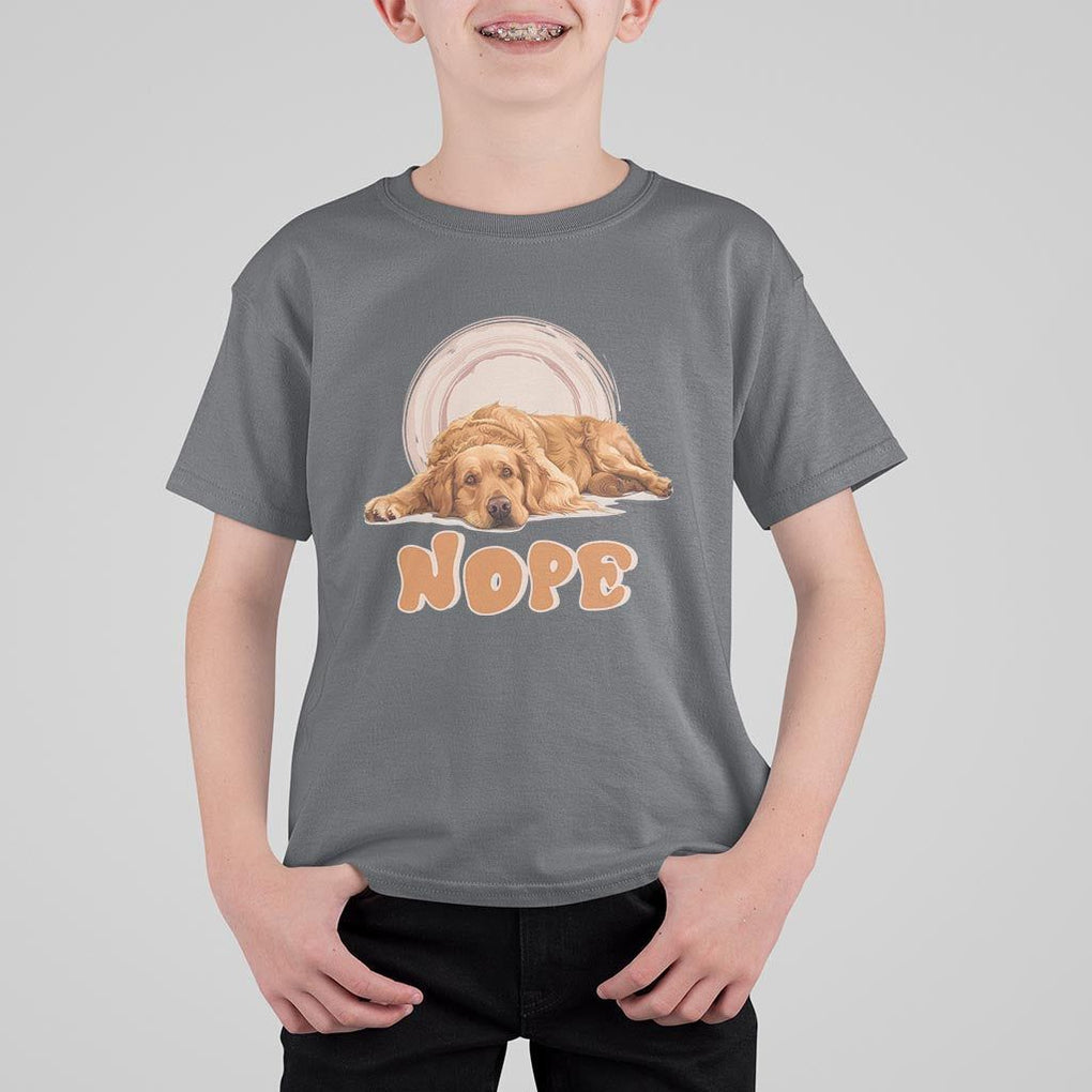 Lazy Golden Retriever T Shirt For Kid Nope Funny Dog Lover TS11 Charcoal Print Your Wear