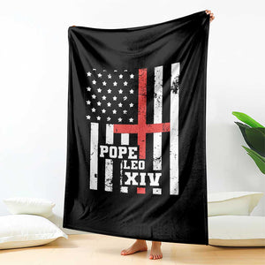 Pope Leo XIV Throw Blanket First American Pope Catholic Religious Cross American Flag TS11 Print Your Wear