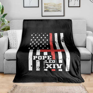 Pope Leo XIV Throw Blanket First American Pope Catholic Religious Cross American Flag TS11 Print Your Wear
