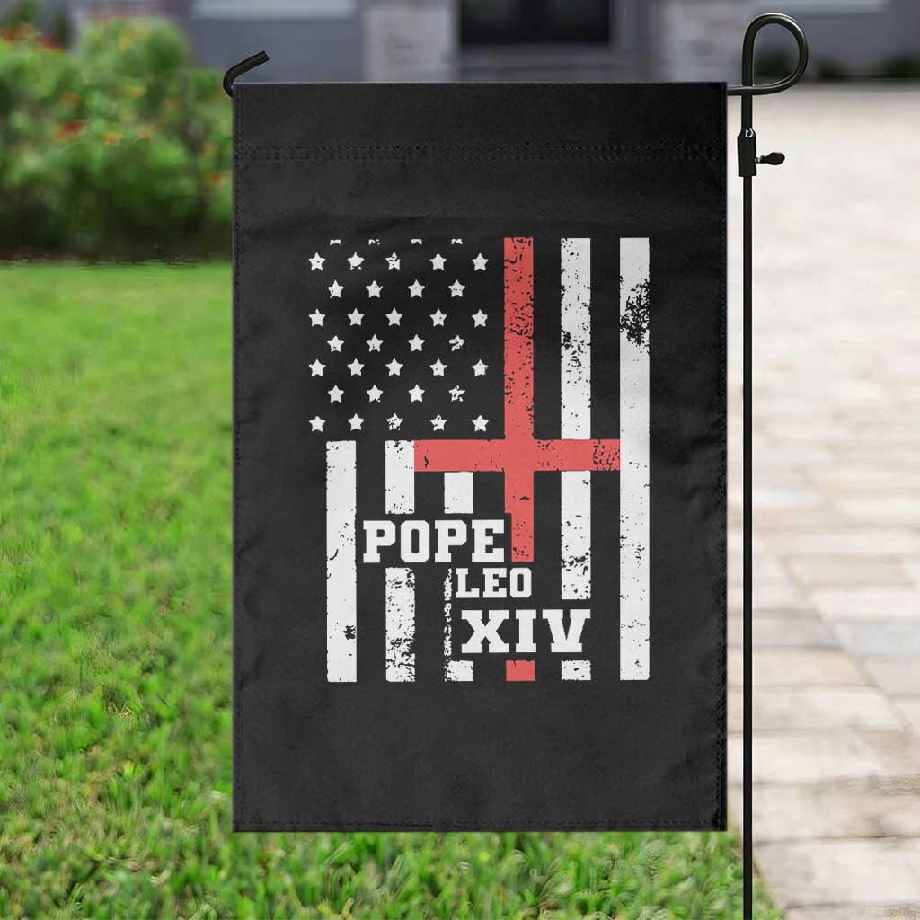 Pope Leo XIV Garden Flag First American Pope Catholic Religious Cross American Flag TS11 Print Your Wear