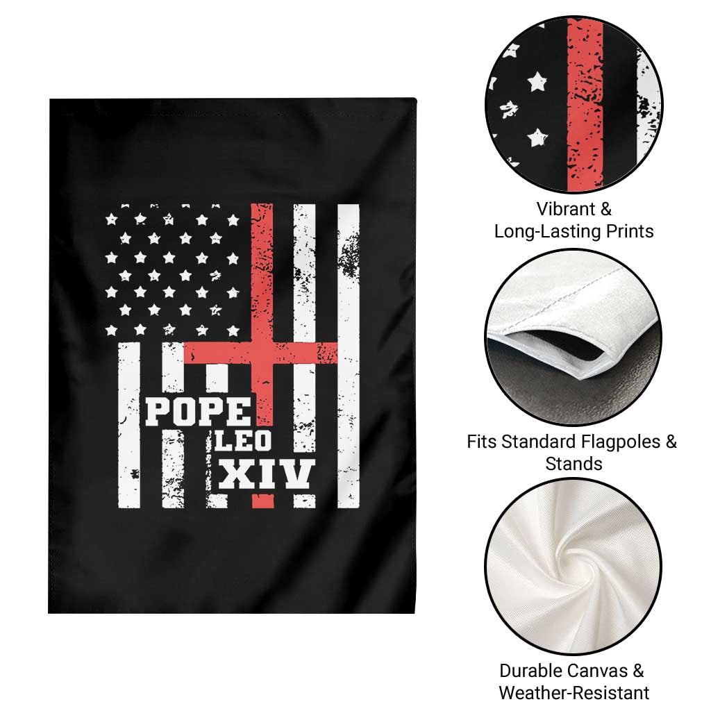 Pope Leo XIV Garden Flag First American Pope Catholic Religious Cross American Flag TS11 Print Your Wear