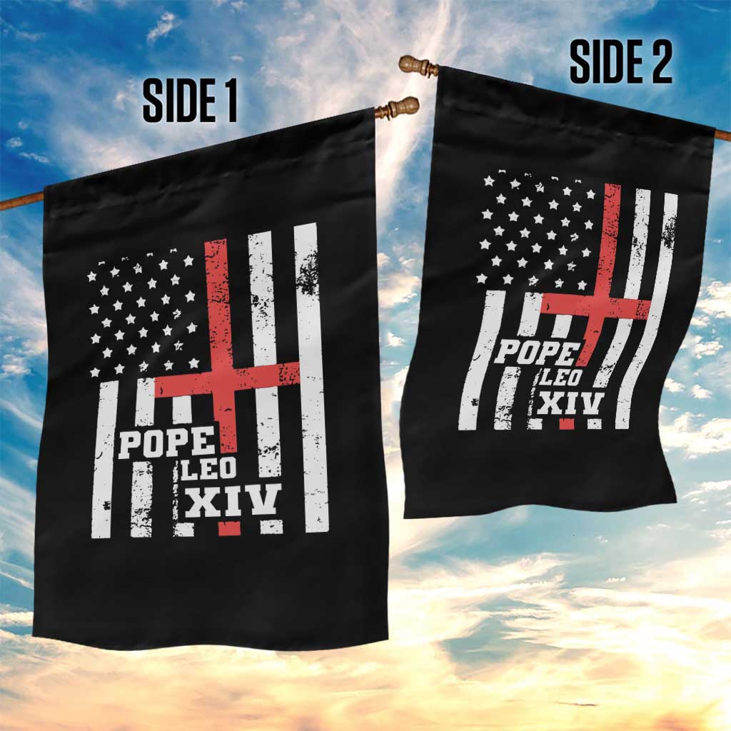 Pope Leo XIV Garden Flag First American Pope Catholic Religious Cross American Flag TS11 Print Your Wear
