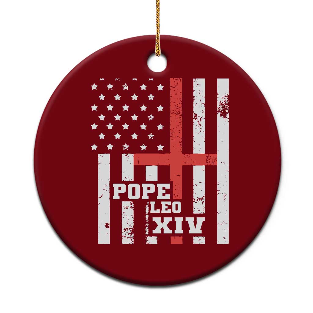 Pope Leo XIV Ceramic Ornament First American Pope Catholic Religious Cross American Flag TS11 1pc Red Print Your Wear