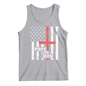 Pope Leo XIV Tank Top First American Pope Catholic Religious Cross American Flag TS11 Athletic Heather Print Your Wear