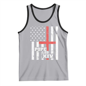 Pope Leo XIV Tank Top First American Pope Catholic Religious Cross American Flag TS11 Athletic Heather Black Print Your Wear