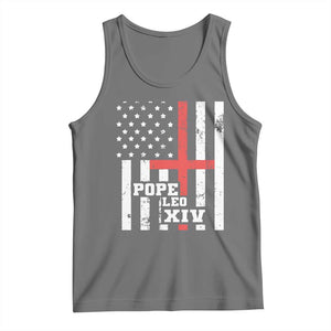 Pope Leo XIV Tank Top First American Pope Catholic Religious Cross American Flag TS11 Black Heather Print Your Wear