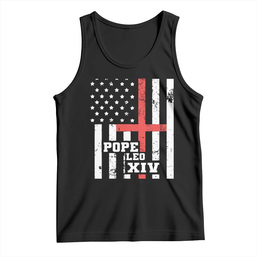 Pope Leo XIV Tank Top First American Pope Catholic Religious Cross American Flag TS11 Black Print Your Wear