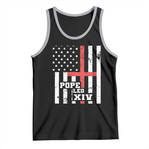 Pope Leo XIV Tank Top First American Pope Catholic Religious Cross American Flag TS11 Black Athletic Heather Print Your Wear