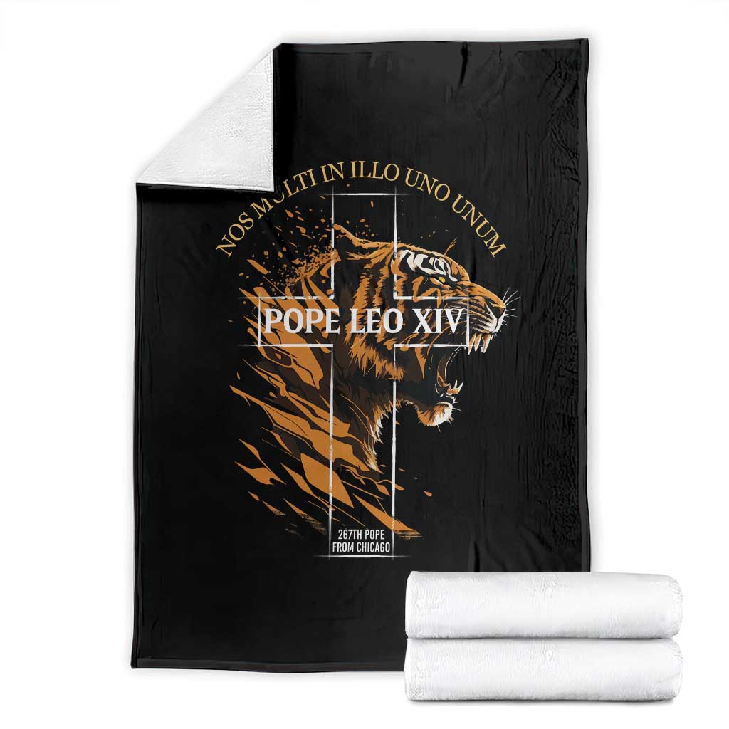 Cardinal Pope Leo XIV Throw Blanket Nos Multi In Illo Uno Unum 267th Pope From Chicago Tiger TS11 Black Print Your Wear