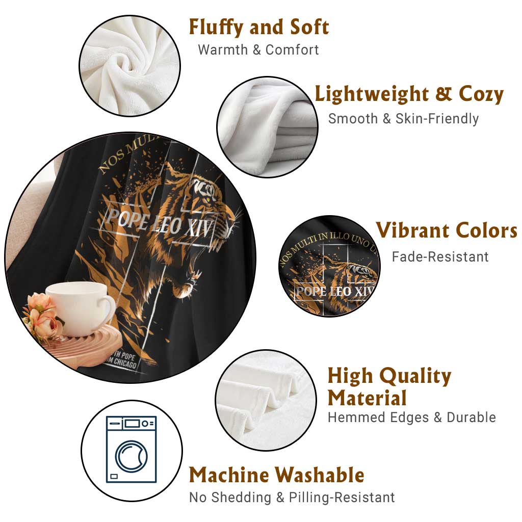 Cardinal Pope Leo XIV Throw Blanket Nos Multi In Illo Uno Unum 267th Pope From Chicago Tiger TS11 Print Your Wear