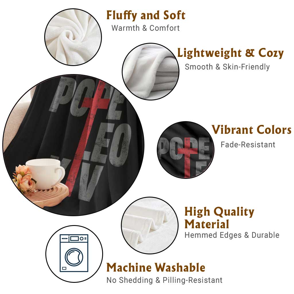 Pope Leo XIV Throw Blanket First American Pope Catholic Religious Cross TS11 Print Your Wear