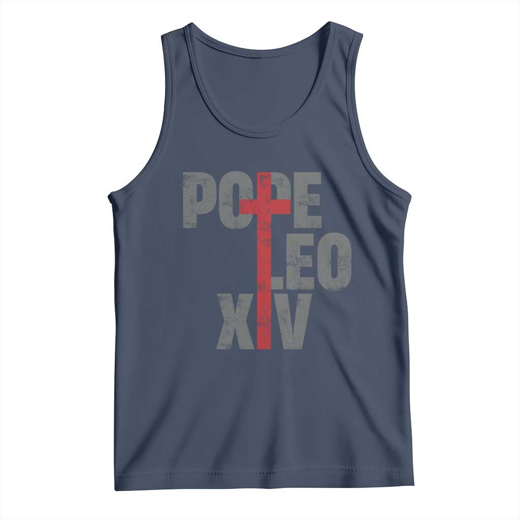 Pope Leo XIV Tank Top First American Pope Catholic Religious Cross TS11 Navy Print Your Wear