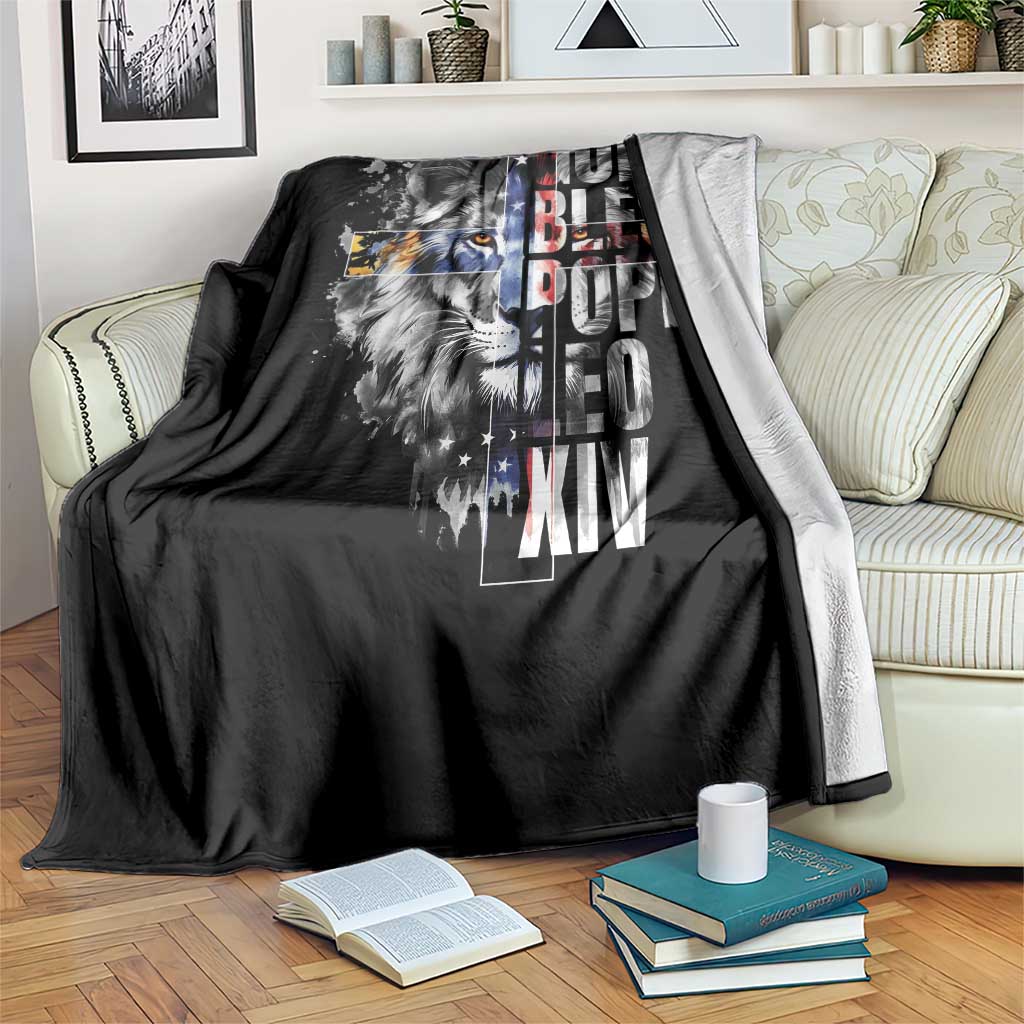God Bless Pope Leo XIV Throw Blanket Lion American Flag TS11 Print Your Wear