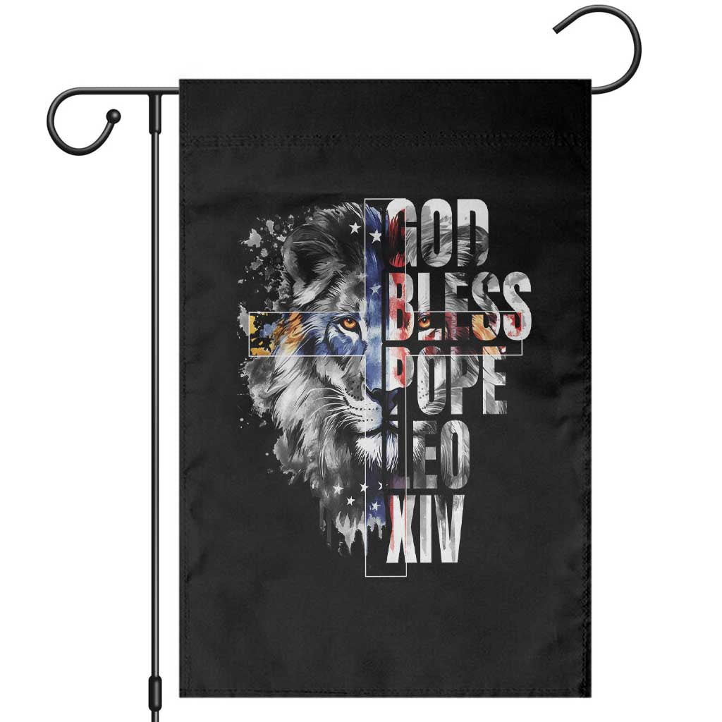God Bless Pope Leo XIV Garden Flag Lion American Flag TS11 Black Print Your Wear
