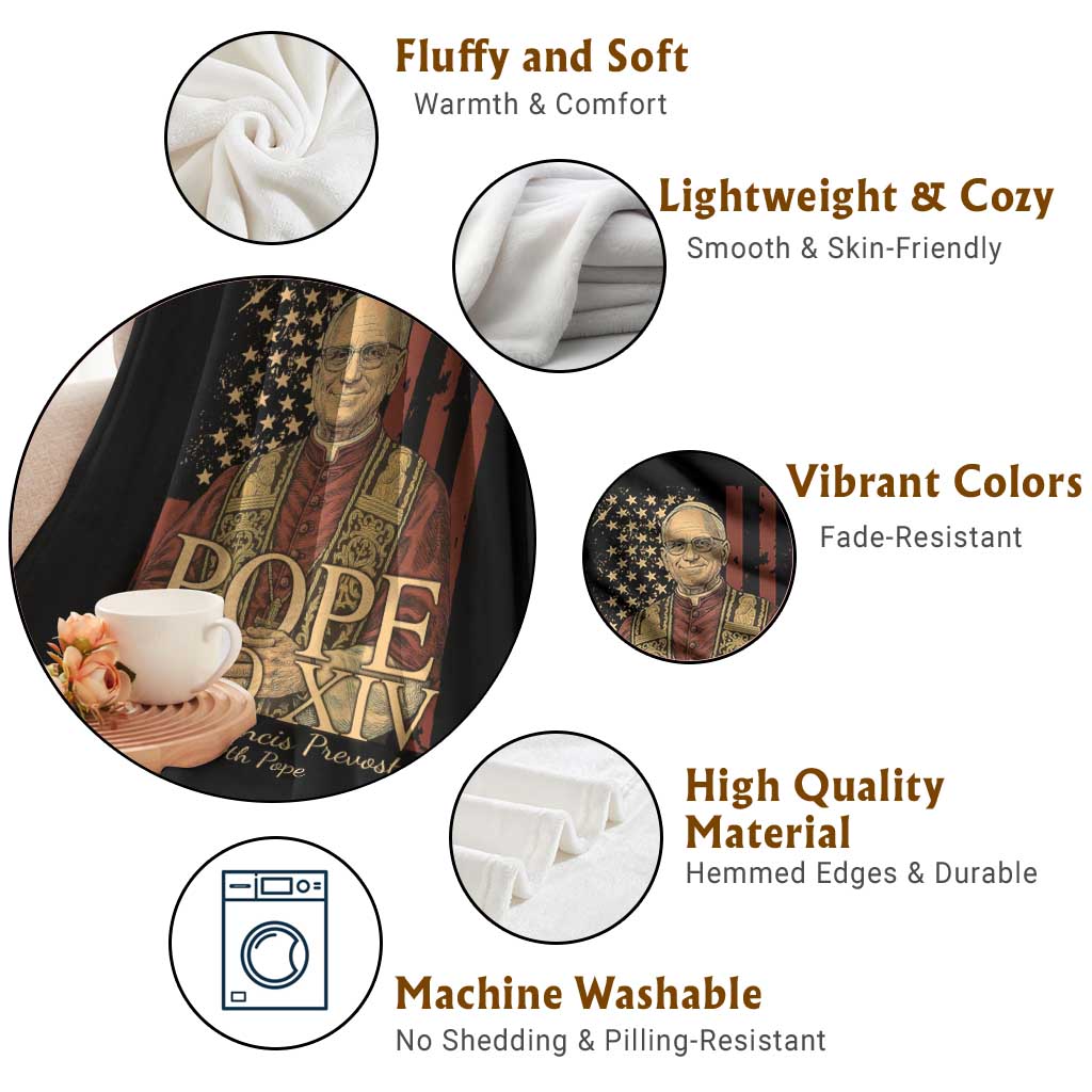 Cardinal Pope Leo XIV Throw Blanket 267th Robert Francis Prevost American Flag TS11 Print Your Wear