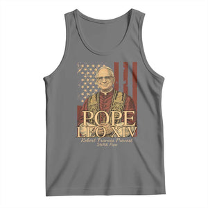 Cardinal Pope Leo XIV Tank Top 267th Robert Francis Prevost American Flag TS11 Black Heather Print Your Wear