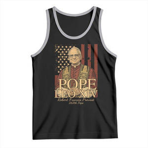Cardinal Pope Leo XIV Tank Top 267th Robert Francis Prevost American Flag TS11 Black Athletic Heather Print Your Wear