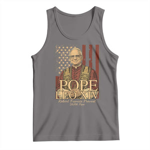 Cardinal Pope Leo XIV Tank Top 267th Robert Francis Prevost American Flag TS11 Deep Heather Print Your Wear