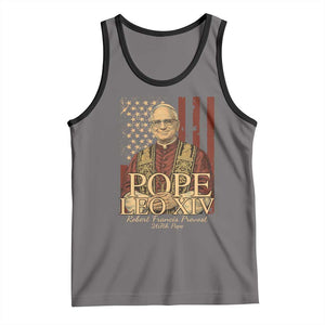 Cardinal Pope Leo XIV Tank Top 267th Robert Francis Prevost American Flag TS11 Deep Heather Black Print Your Wear
