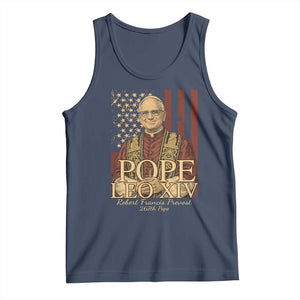Cardinal Pope Leo XIV Tank Top 267th Robert Francis Prevost American Flag TS11 Navy Print Your Wear