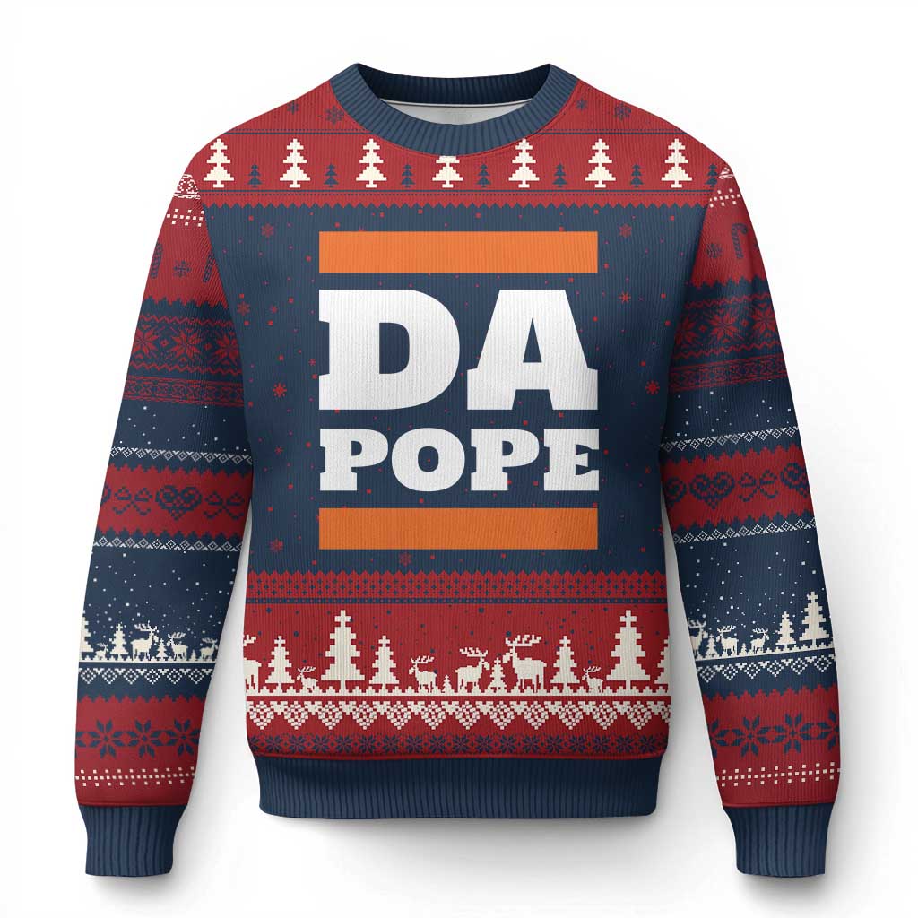 Funny Da Pope From America Chicago Ugly Christmas Sweater TS11 Navy Red Print Your Wear