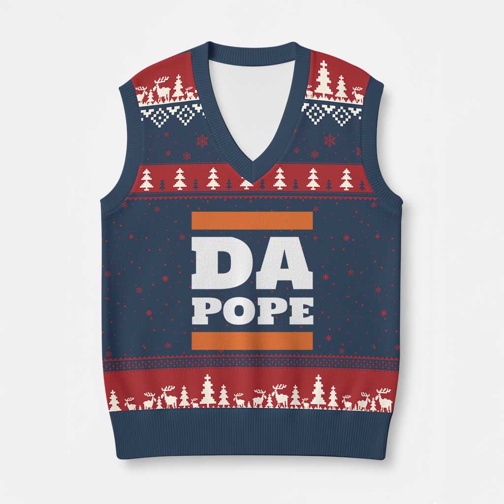 Funny Da Pope From America Chicago V-Neck Knit Sweater Vest TS11 Navy Red Print Your Wear