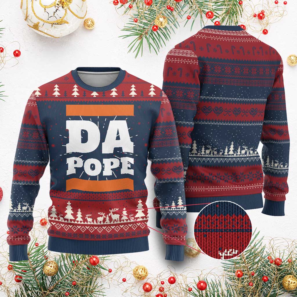 Funny Da Pope From America Chicago Knit Sweatshirt TS11 Burgundy Print Your Wear